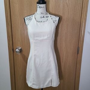 Le Lis Collection Nude Slit Halter Neck Mini Dress Blogger Favorite